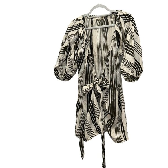 mara hoffman swim charcoal cream ticking stripe beach pool cover up wrap… - Picture 1 of 5